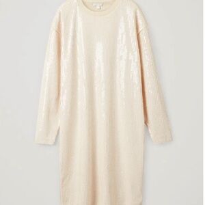 COS Long-Sleeve Oversized Sequin Dress - Trending Quiet Luxury - Size M (runs la